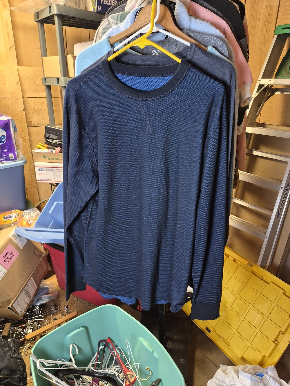 Hanes Men's Long-Sleeve Thermal Crew Neck Shirt - Navy Blue Bin 64